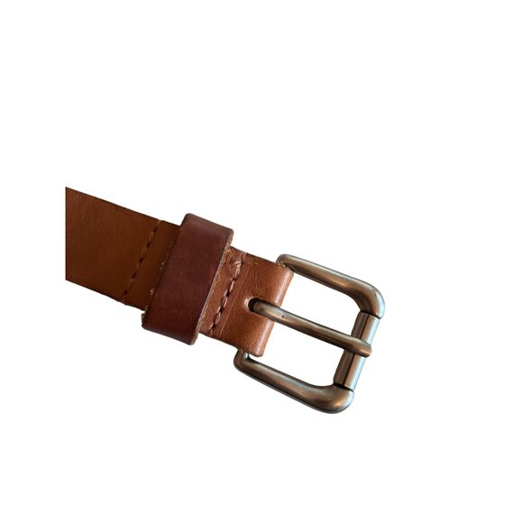 American Eagle Brown Leather Belt With Silver Buckle & Decorative Cutouts Size M - Picture 2 of 7